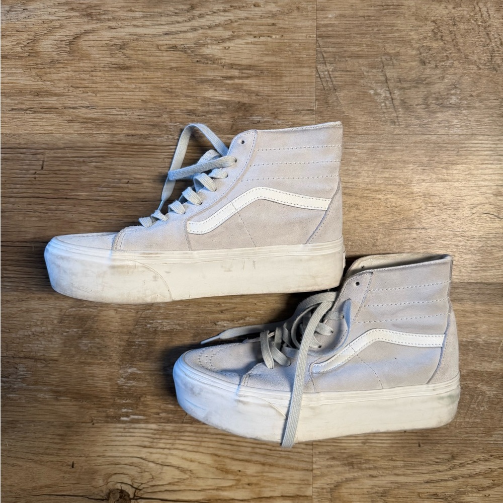 Vans White High-Top Sneakers with Platform Sole